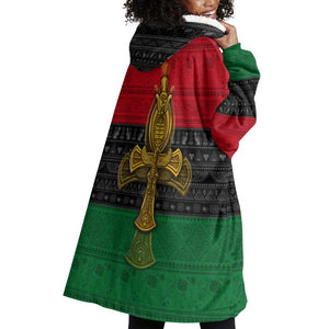 Pan African Ankh Wearable Blanket Hoodie