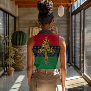 Pan African Ankh Women Sleeveless Polo Shirt