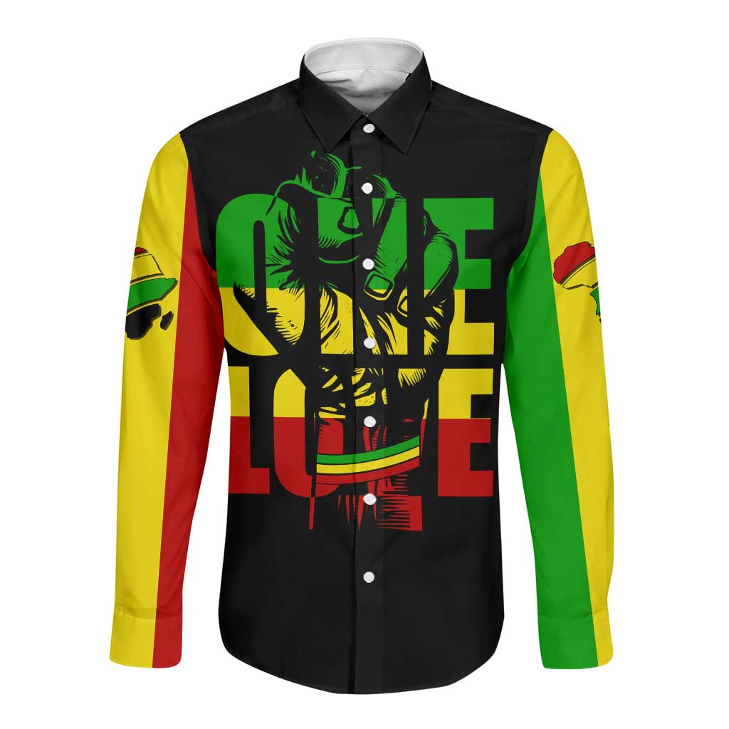 Reggae One Love Long Sleeve Button Shirt African