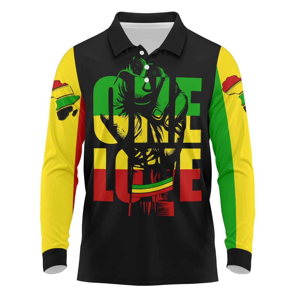 Reggae One Love Long Sleeve Polo Shirt African