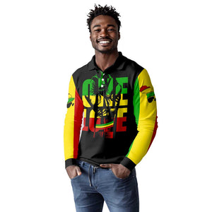 Reggae One Love Long Sleeve Polo Shirt African