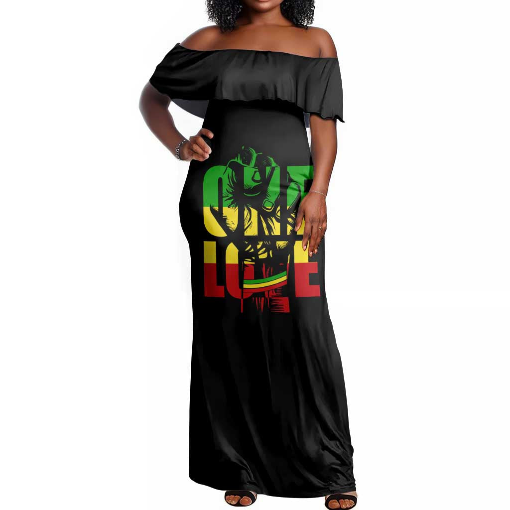 Reggae One Love Off Shoulder Maxi Dress African