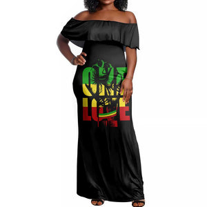 Reggae One Love Off Shoulder Maxi Dress African