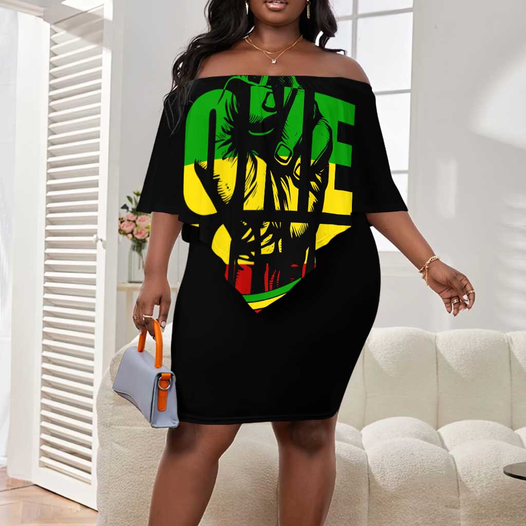 Reggae One Love Off Shoulder Short Dress African