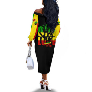 Reggae One Love Off The Shoulder Long Sleeve Dress African