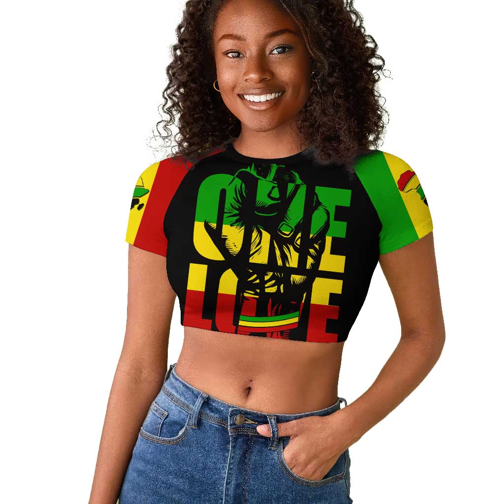 Reggae One Love Raglan Cropped T shirt African