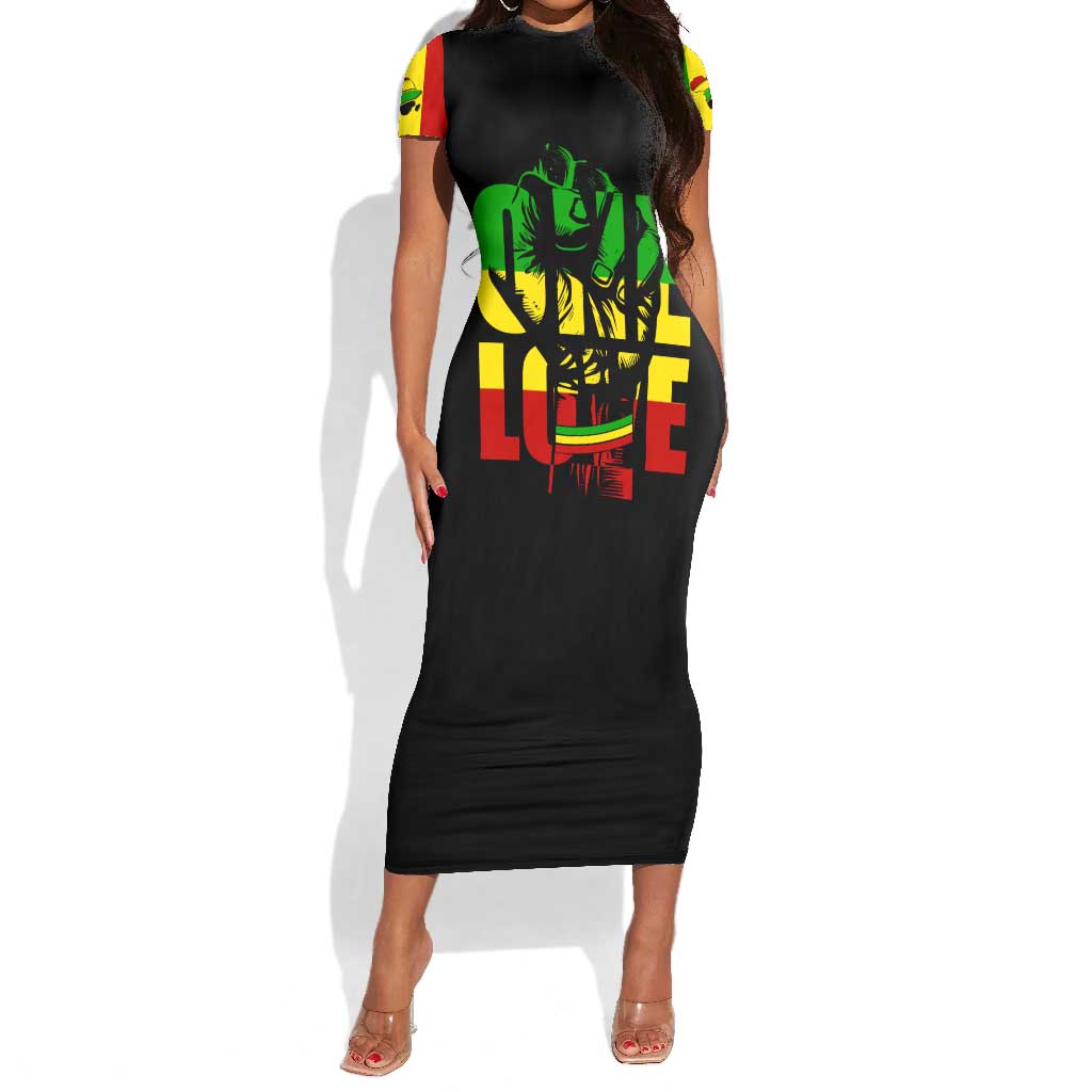 Reggae One Love Short Sleeve Bodycon Dress African