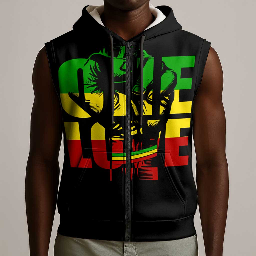 Reggae One Love Sleeveless Zip Hoodie African - African Pride