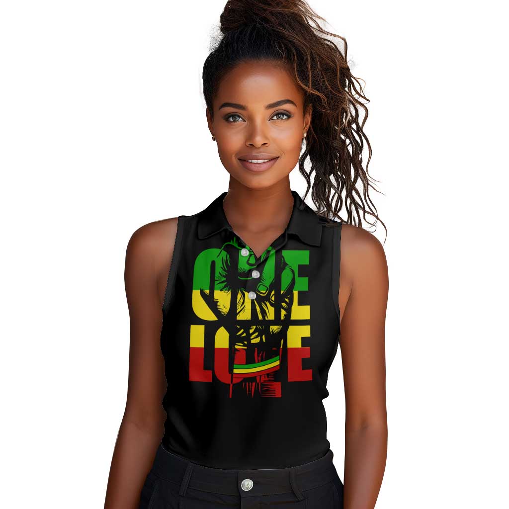 Reggae One Love Women Sleeveless Polo Shirt African