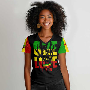 Reggae One Love Women V-Neck T-Shirt African