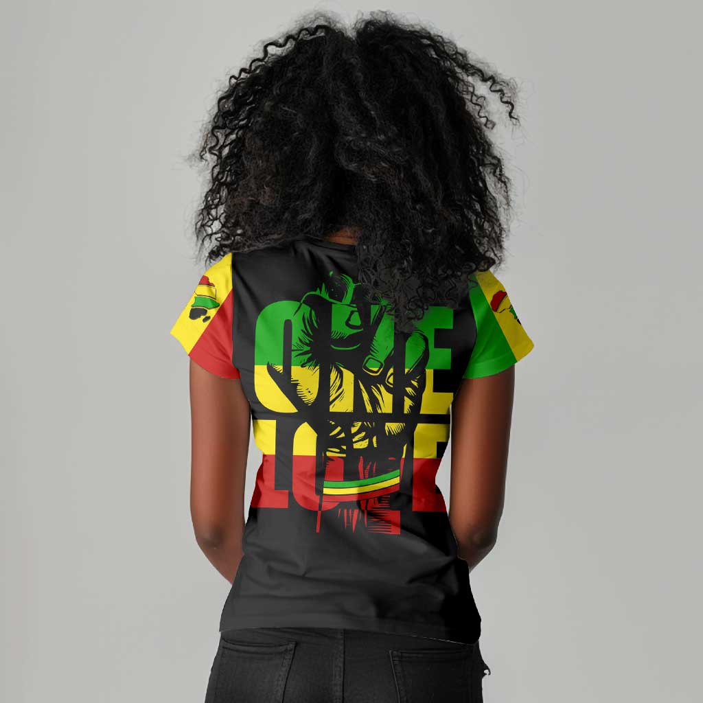 Reggae One Love Women V-Neck T-Shirt African