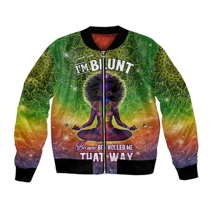 I'm Blunt African Bomber Jacket Black Women Mandala