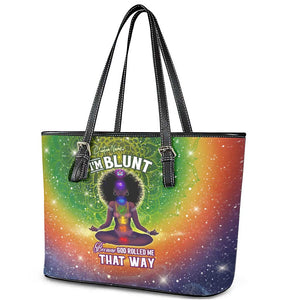 I'm Blunt African Leather Tote Bag Black Women Mandala