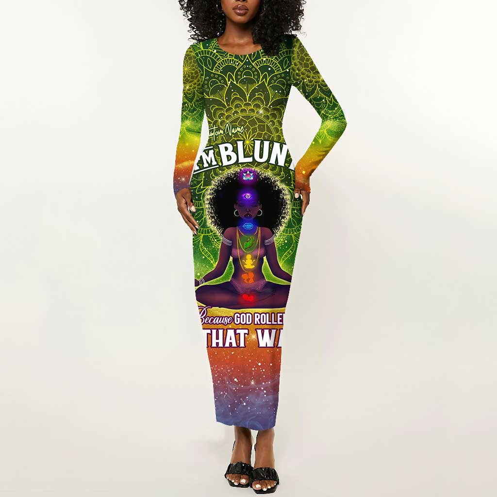 I'm Blunt African Long Sleeve Bodycon Dress Black Women Mandala