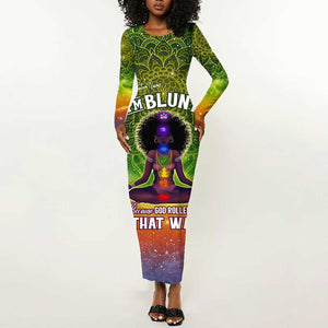 I'm Blunt African Long Sleeve Bodycon Dress Black Women Mandala