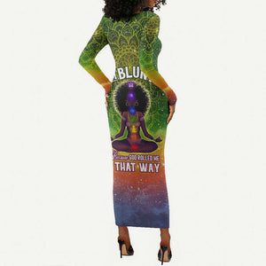 I'm Blunt African Long Sleeve Bodycon Dress Black Women Mandala