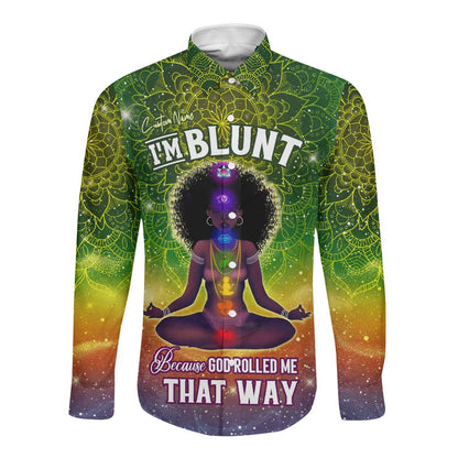 I'm Blunt African Long Sleeve Button Shirt Black Women Mandala