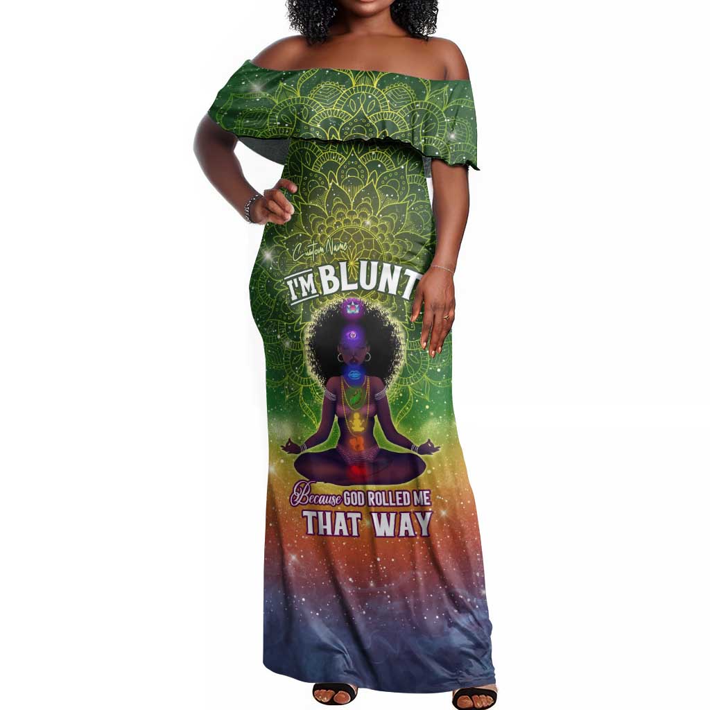 I'm Blunt African Off Shoulder Maxi Dress Black Women Mandala