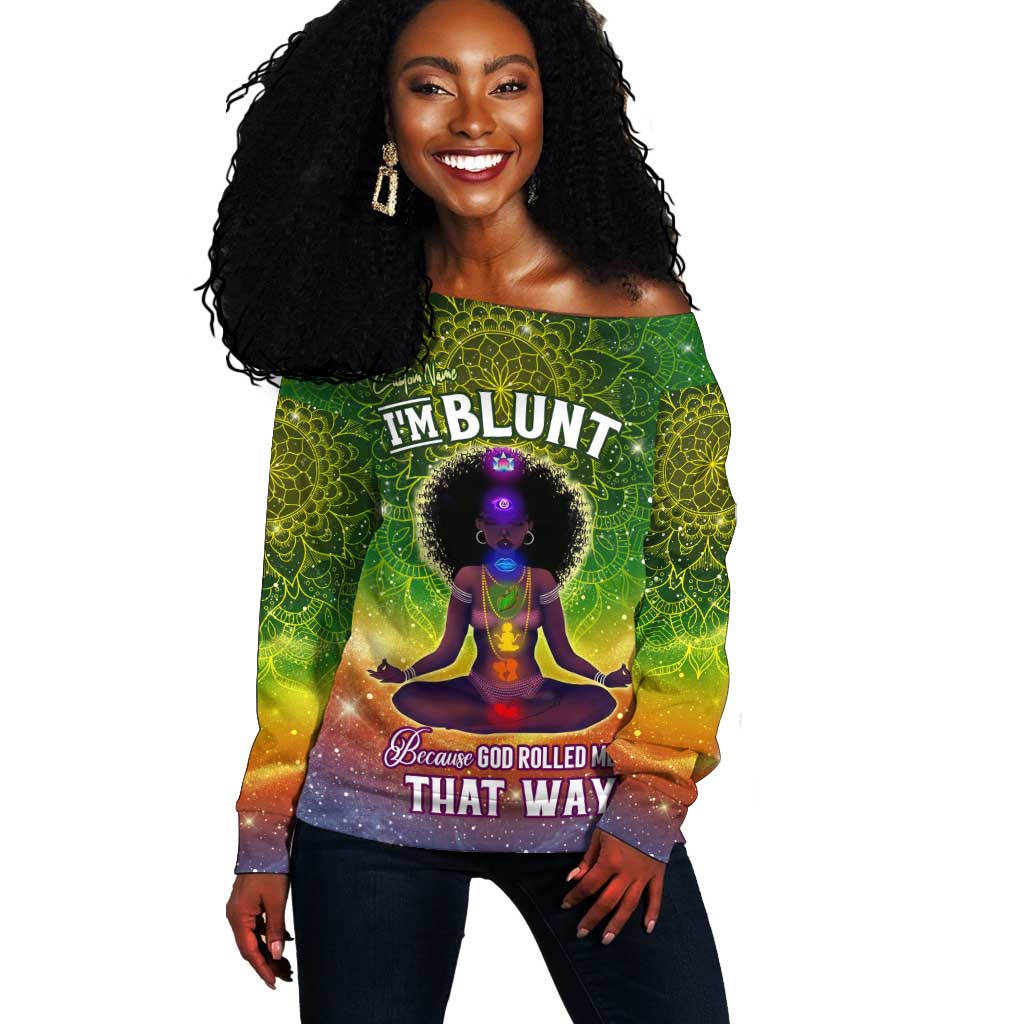 I'm Blunt African Off Shoulder Sweater Black Women Mandala