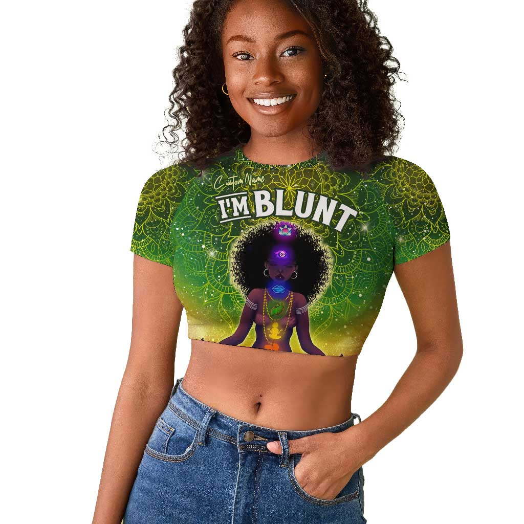 I'm Blunt African Raglan Cropped T shirt Black Women Mandala