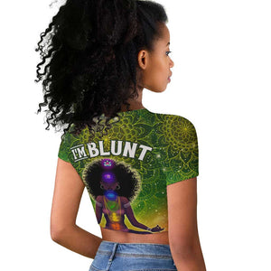 I'm Blunt African Raglan Cropped T shirt Black Women Mandala