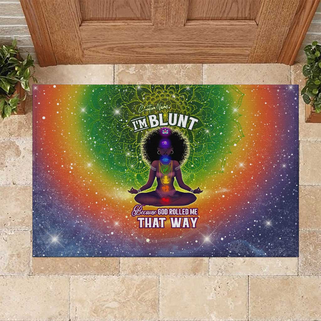 I'm Blunt African Rubber Doormat Black Women Mandala