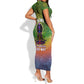 I'm Blunt African Short Sleeve Bodycon Dress Black Women Mandala DT02