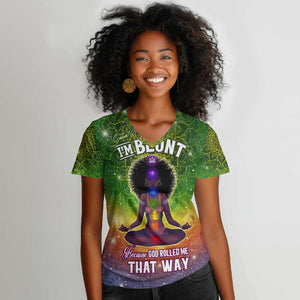 I'm Blunt African Women V-Neck T-Shirt Black Women Mandala