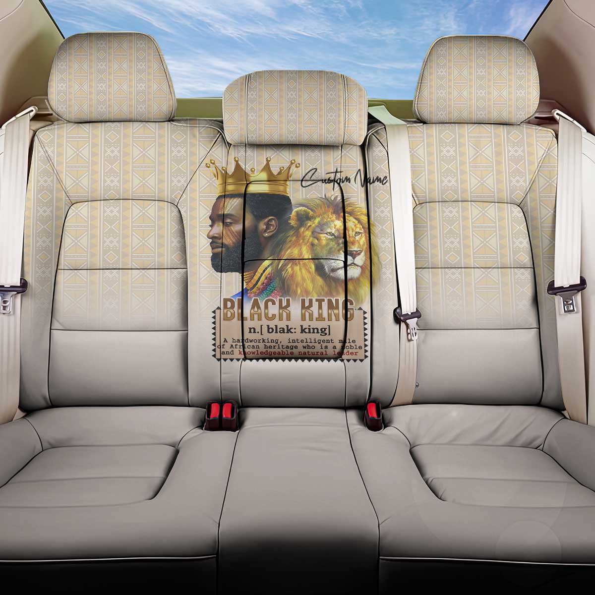 Lion Black King Back Car Seat Cover African Heritage