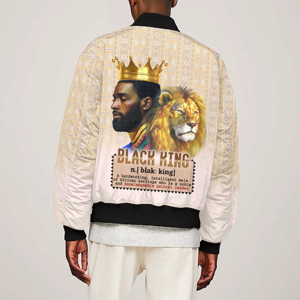 Lion Black King Bomber Jacket African Heritage