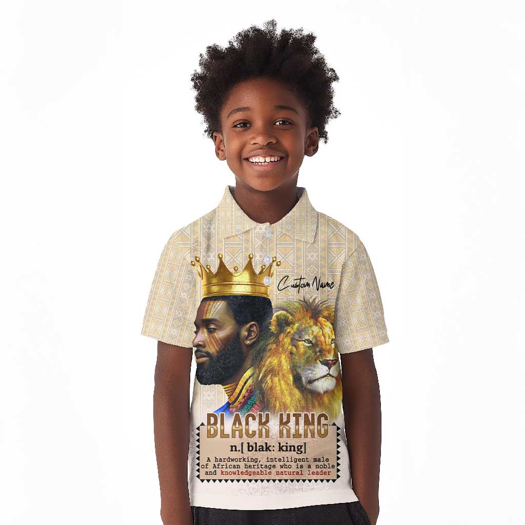 Lion Black King Kid Polo Shirt African Heritage