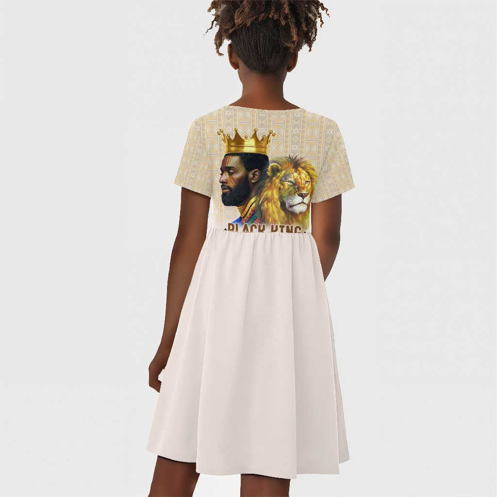 Lion Black King Kid Short Sleeve Dress African Heritage