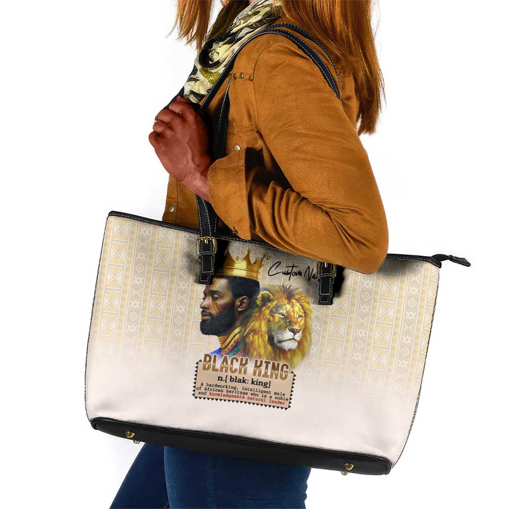 Lion Black King Leather Tote Bag African Heritage