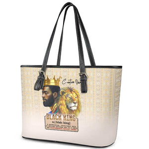 Lion Black King Leather Tote Bag African Heritage