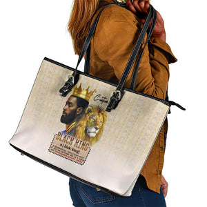 Lion Black King Leather Tote Bag African Heritage