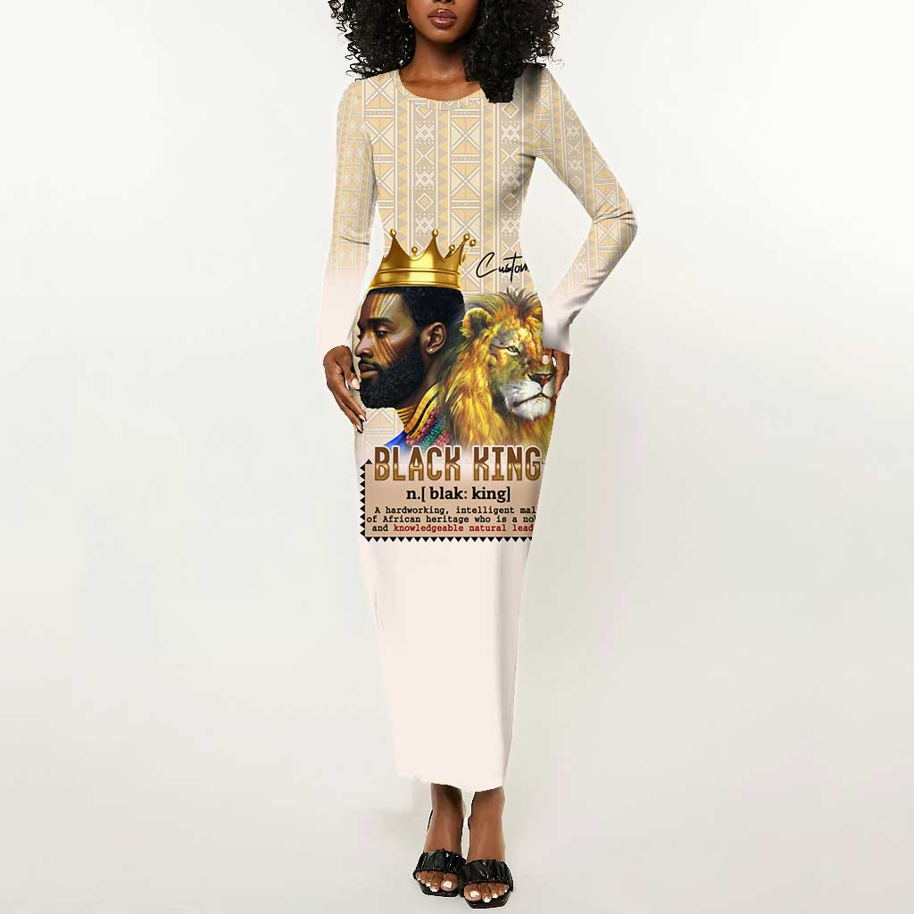 Lion Black King Long Sleeve Bodycon Dress African Heritage DT02