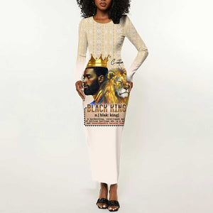 Lion Black King Long Sleeve Bodycon Dress African Heritage