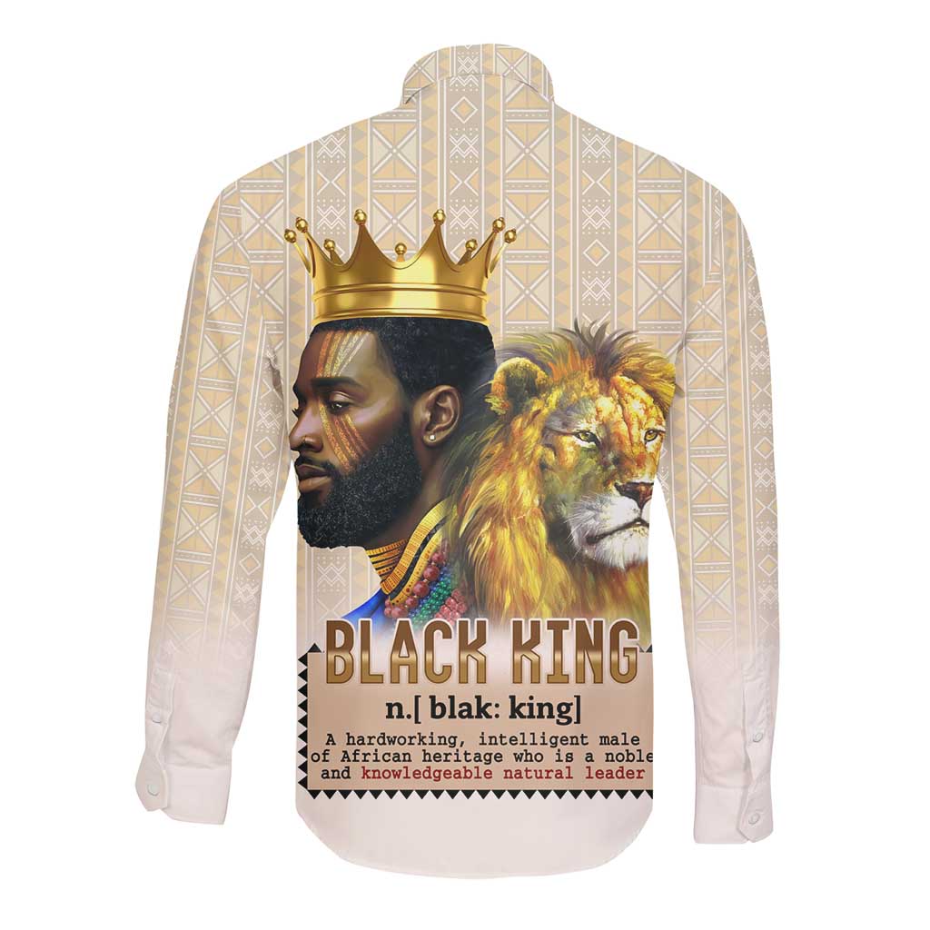 Lion Black King Long Sleeve Button Shirt African Heritage