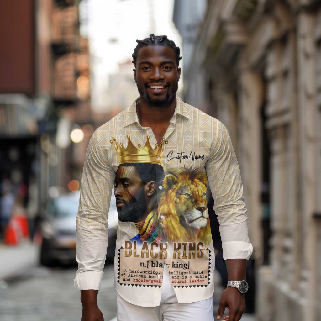Lion Black King Long Sleeve Button Shirt African Heritage