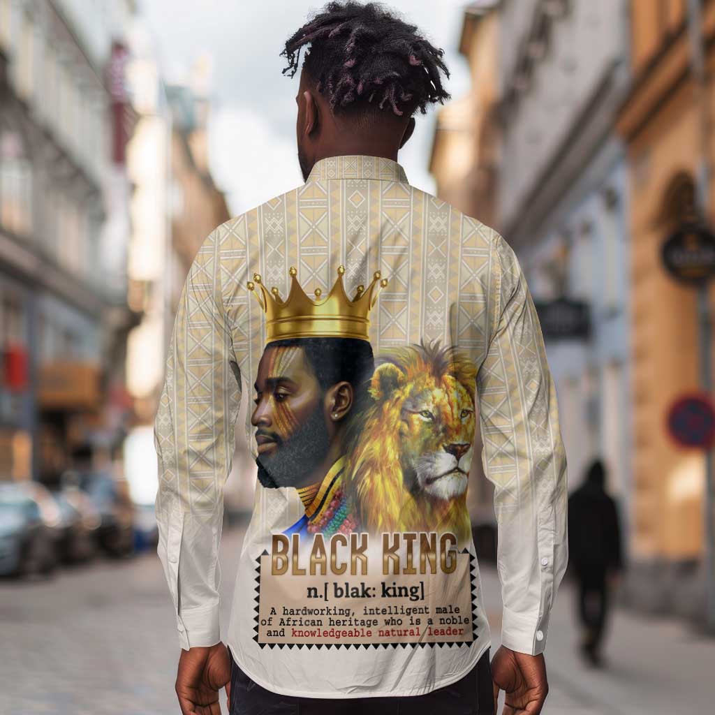 Lion Black King Long Sleeve Button Shirt African Heritage