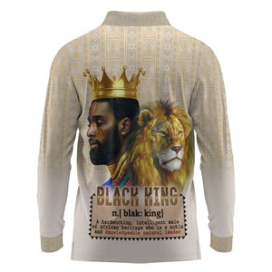 Lion Black King Long Sleeve Polo Shirt African Heritage