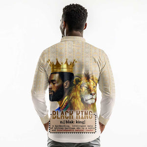 Lion Black King Long Sleeve Polo Shirt African Heritage