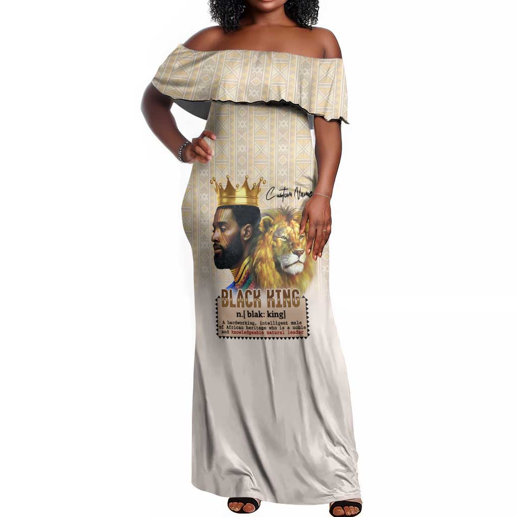 Lion Black King Off Shoulder Maxi Dress African Heritage