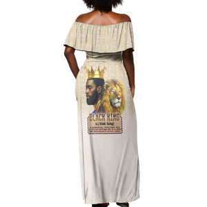 Lion Black King Off Shoulder Maxi Dress African Heritage