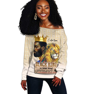 Lion Black King Off Shoulder Sweater African Heritage