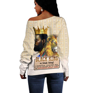 Lion Black King Off Shoulder Sweater African Heritage