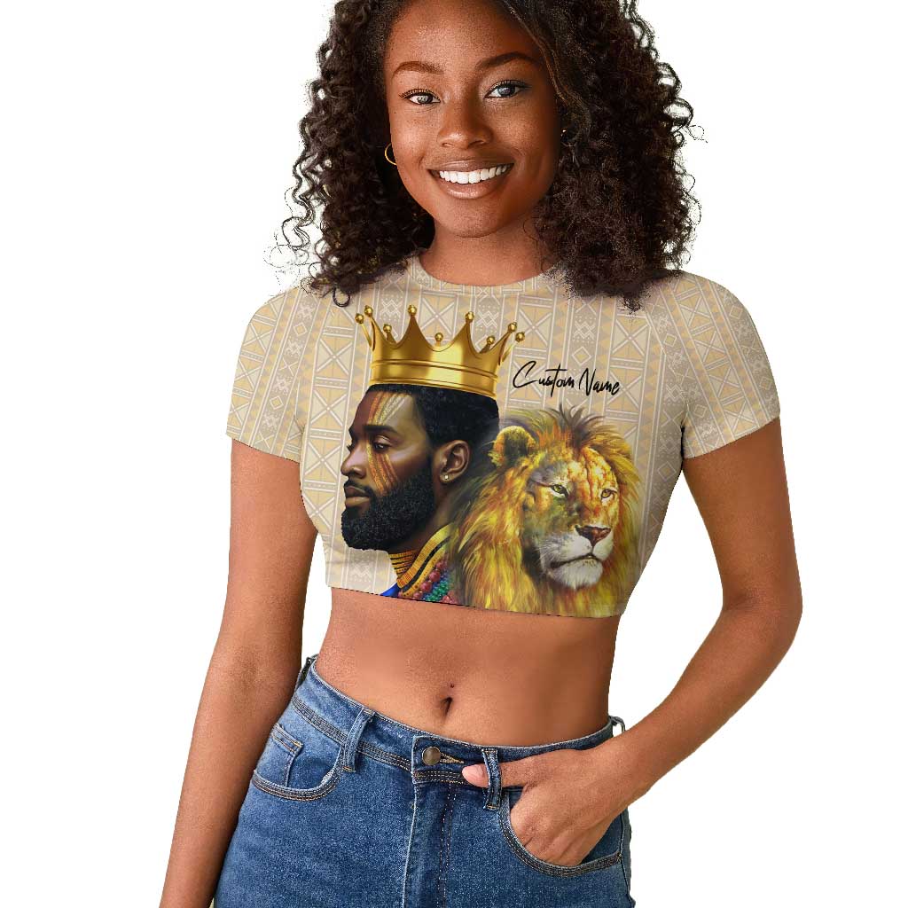 Lion Black King Raglan Cropped T shirt African Heritage