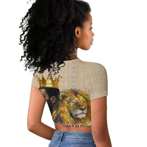 Lion Black King Raglan Cropped T shirt African Heritage