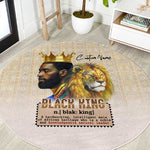 Lion Black King Round Carpet African Heritage