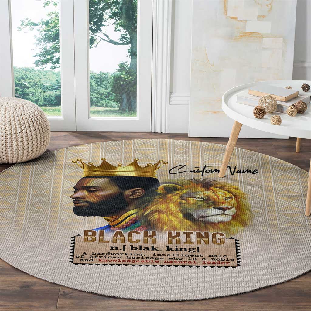 Lion Black King Round Carpet African Heritage